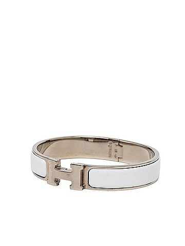 Hermès Hermes Click H PM Bracelet, Silver, White Metal Enamel, Women's (view 2)