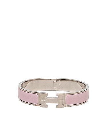 Hermès Hermes Click H PM Bracelet, Silver and Pink Metal Enamel, Women's. (view 1)