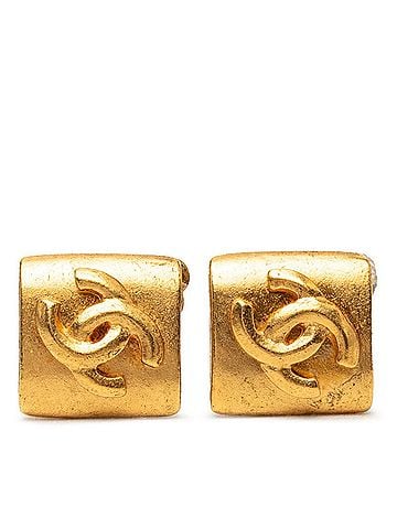 Chanel Chanel Coco Mark Vintage Earrings, Gold Plated, Women's CHANEL (view 1)