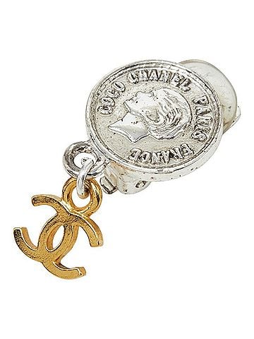 Chanel Chanel Coco Mark Medallion Vintage Earring (Single Earring) Silver Gold Metal Plated Women's CHANEL (view 1)