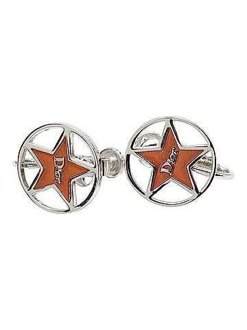Christian Dior Christian Dior Dior Logo Star Motif Earrings, Silver and Orange Metal, Women's. (view 1)