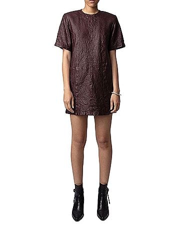 Zadig & Voltaire Riddy Leather Crinkle Casual Dress (view 1)