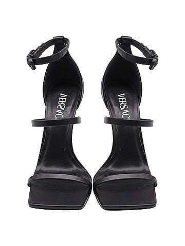 Versace Versace 3-Strap Safety Pin Sandals in Black Leather (view 2)