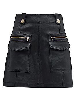 Derek Lam 10 Crosby Trix Mini Utility Skirt Leather Skirt (view 1)