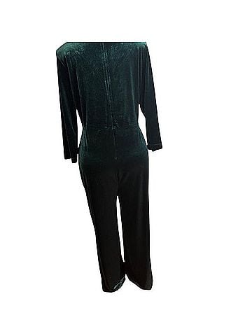 Preston & York Elegant Green Velvet Jumpsuit Casual Pants (view 2)