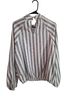 Gilli Stripes White Gray Long Sleeve Blouse Size L - photo 2