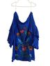 Judith March Floral Blue Short Sleeve Blouse Size L - photo 2
