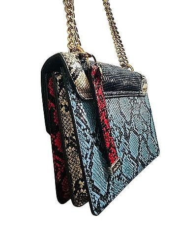 Aldo Blue Snake-Print Top Handle Satchel Leather Shoulder Bag (view 2)