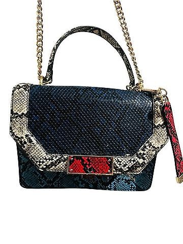 Aldo Blue Snake-Print Top Handle Satchel Leather Shoulder Bag (view 1)