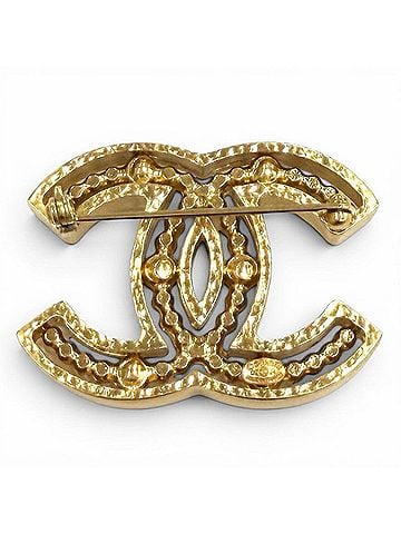 Chanel CHANEL Vintage 02A Coco Mark Design Brooch Accessory Gold White Women's (view 2)