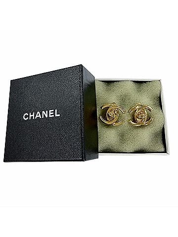 Chanel CHANEL Vintage 97P Coco Mark Turnlock Earrings, Gold, Made in France, Women's, with Box (view 2)