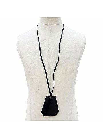 Hermès HERMES Vintage Leather Necklace with Silver Hardware, Margiela Era, Black, ?C Stamp, Made in France, Men's, Box. (view 2)