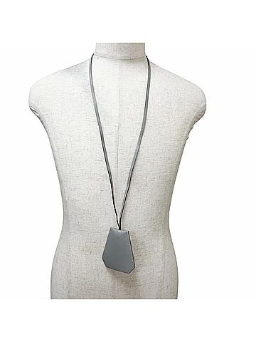 Hermès HERMES Vintage Leather Margiela Era Clochette Charm Necklace, Gray, ?D Stamp, Made in France, Men's (view 2)