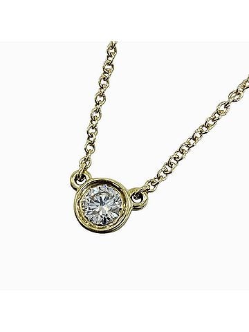 Tiffany & Co. TIFFANY&Co. Tiffany & Co. Elsa Peretti Diamond by the Yard Single Pendant AU750 (YG) 0.17ct Necklace Yellow Gold Weight 2.0g Women's (view 1)