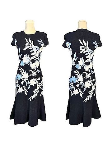 St. John Shadow Floral Jacquard Knit Dress Cocktail Dress (view 1)