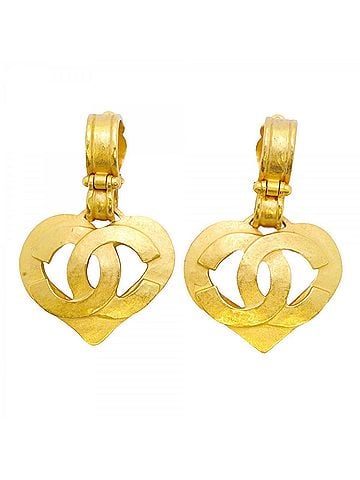 Chanel Chanel Earrings, Coco Mark Heart Motif, GP Plated Gold, Women's (view 1)