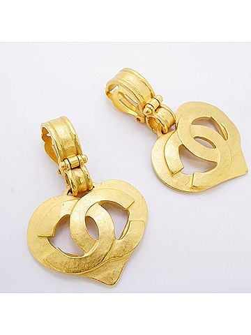Chanel Chanel Earrings, Coco Mark Heart Motif, GP Plated Gold, Women's (view 2)
