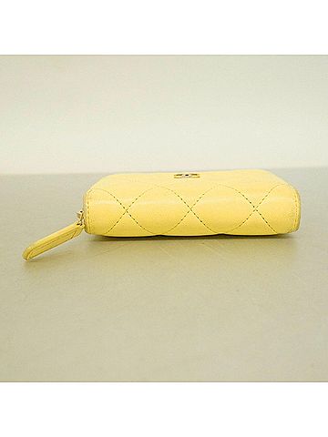 Chanel Chanel Matelassé Lambskin Wallet/Coin Case, Yellow, Women's (view 2)