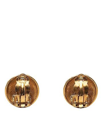 Chanel CC Gold Plated Quilted Round Clip On Earrings (view 2)