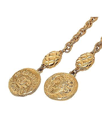 Chanel CC Gold Plated Medallion Wrap Around Necklace (view 2)