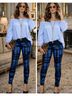 Caroline Constas 100% Cotton White Blue Blouse Size XS - photo 3