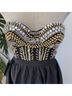 Bebe Graphic Solid Black Gold Cocktail Dress Size 2 - photo 5