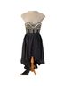 Bebe Graphic Solid Black Gold Cocktail Dress Size 2 - photo 1