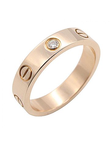 Cartier Cartier Mini Love Ring 1PD Ring, Jewelry, 18KPG (Pink Gold), Diamond, Women's, Gold Tone, Clear B4050700 (view 1)