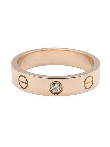 Cartier Cartier Mini Love Ring 1PD Ring, Jewelry, 18KPG (Pink Gold), Diamond, Women's, Gold Tone, Clear B4050700 (view 2)
