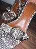 Coach 100% Leather Snake Print Black White Sandals Size 5 - photo 3