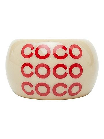 Chanel Chanel Coco Mark Ring, Greige Plastic, Women's, CHANEL (view 1)