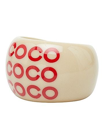 Chanel Chanel Coco Mark Ring, Greige Plastic, Women's, CHANEL (view 2)