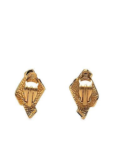 Chanel Chanel Logo Ribbon Motif Earrings, Gold Plated, Women's CHANEL (view 2)