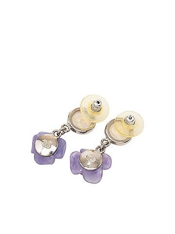 Chanel Chanel Coco Mark Camellia Earrings 01P Silver Purple Metal Plastic Women's CHANEL (view 2)