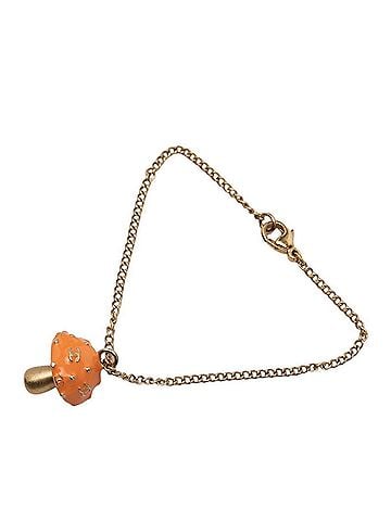 Chanel Chanel Coco Mark Mushroom Bracelet, Gold and Orange Plated Enamel, Women's CHANEL (view 1)