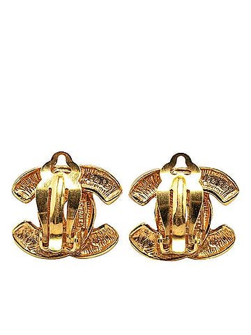 Chanel Chanel Matelassé Coco Mark Earrings, Gold Plated, Women's CHANEL (view 2)
