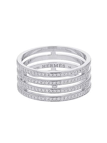 Hermès Hermes Ariane GM Wedding Ring, 225 Diamonds (0.58ct total), 18K White Gold. (HERMES ring, wedding diamond) (view 1)