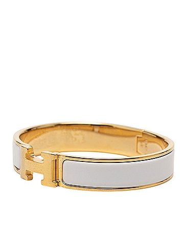 Hermès Hermes Click H PM Bracelet, Gold and White Plated Enamel, Women's. (view 2)