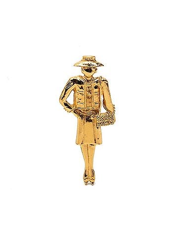 Chanel Chanel Mademoiselle Pin Brooch, Gold Plated, Women's CHANEL (view 1)