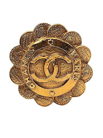 Chanel Chanel Coco Mark Logo Flower Motif Vintage Brooch Gold Plated Women's CHANEL (view 1)