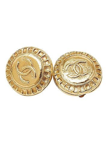 Chanel Chanel Coco Mark Round Earrings, Gold Plated, Women's CHANEL (view 1)