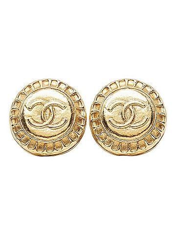 Chanel Chanel Coco Mark Round Earrings, Gold Plated, Women's CHANEL (view 2)