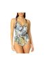 Hurley Tropical Floral Green Tan Black One Piece Swimsuit Size L - photo 1