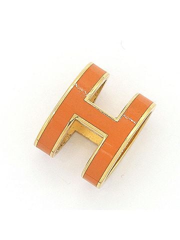 Hermès Hermes Pop H Pendant Top Orange Gold Metal Head Necklace for Women HERMES (view 1)