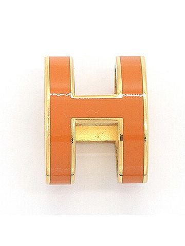 Hermès Hermes Pop H Pendant Top Orange Gold Metal Head Necklace for Women HERMES (view 2)