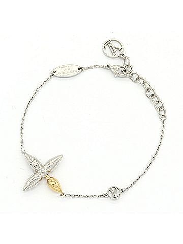 Louis Vuitton Louis Vuitton Bracelet, Bracelet Louisette M0951A, Silver Gold Metal Crystal Chain LV LOUIS VUITTON (view 1)