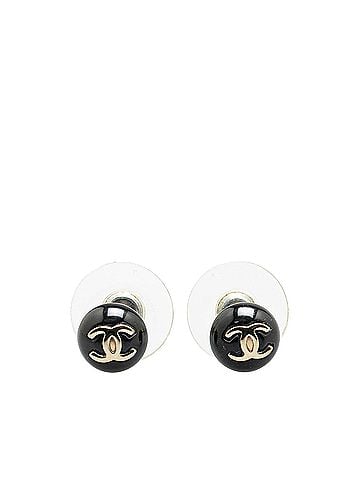Chanel Resin CC Button Push Back Earrings (view 1)