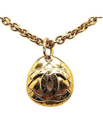 Chanel Gold Plated CC Round Pendant Necklace (view 1)