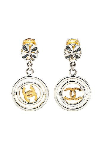 Chanel Silver Clover CC Drop Clip on Earrings (view 1)