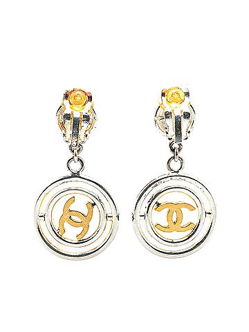 Chanel Silver Clover CC Drop Clip on Earrings (view 2)